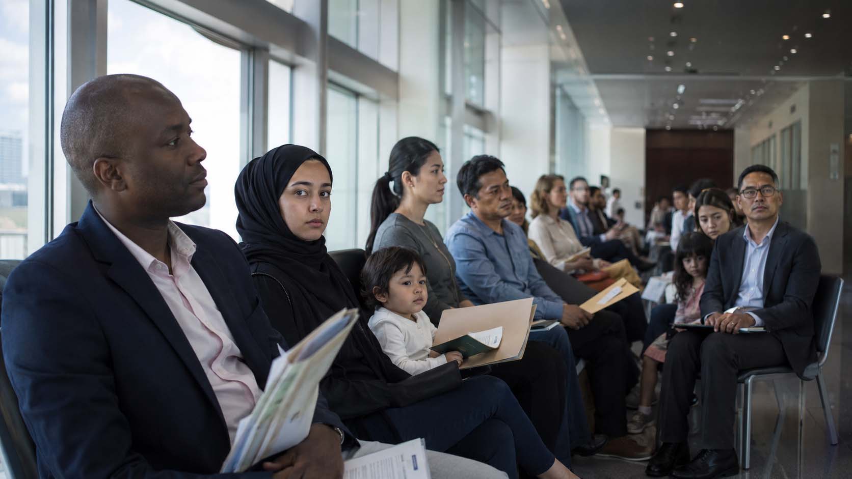 USA visa applicants waiting for interview , USA Visa Ban